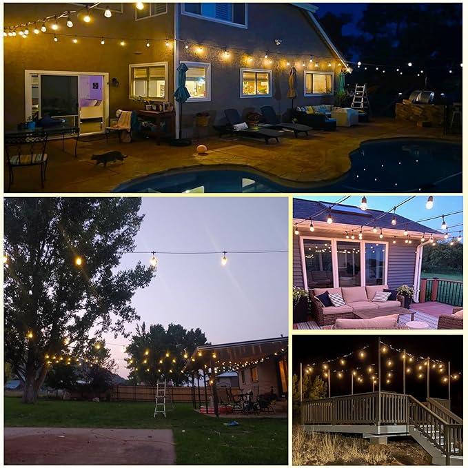 100FT String Lights for Outside Patio Lights with 30+2 Replaceable S14 2200K Warm Bulbs for Outdoor Pergola | Lumora