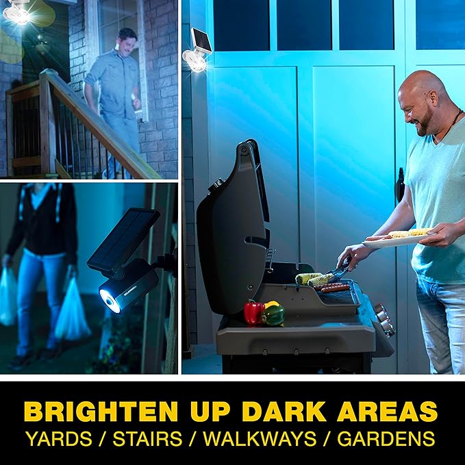 Bell+ Howell Bionic Spotlight White Solar Outdoor Motion Sensor LED Lights - 8 Bulb Waterproof Landscape Security Lights for Patio & Garden