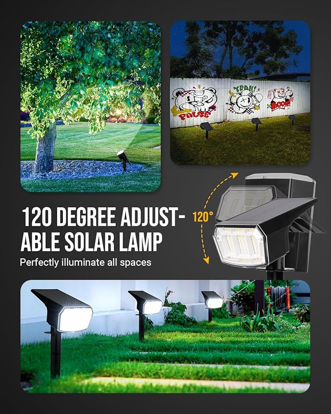 GIGALUMI Solar Spot Lights Outdoor Waterproof 10 Pack Cool White IP65, 63 LED 3 Lighting Modes Spotlights for | Lumora