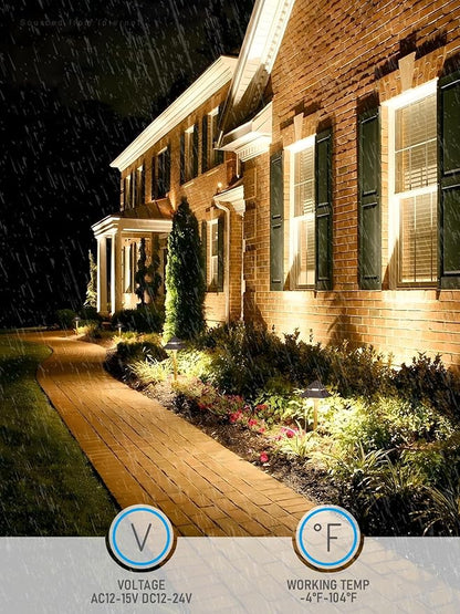 LEONLITE 3CCT Low Voltage Pathway Lights, LED Landscape Path Lights, 3000K/4000K/5000K, 2-Tier Pagoda Head, 12-15V AC/12-24V DC, IP65 Outdoor Walkway Light, Bronze Aluminum Housing, Pack of 6
