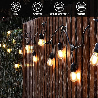 Outdoor String Lights LED 48FT Commercial Grade Heavy Duty with 16 2700K LED S14 Shatterproof Plastic Edison Bulb for Patio Back Yard Porch Party Decor