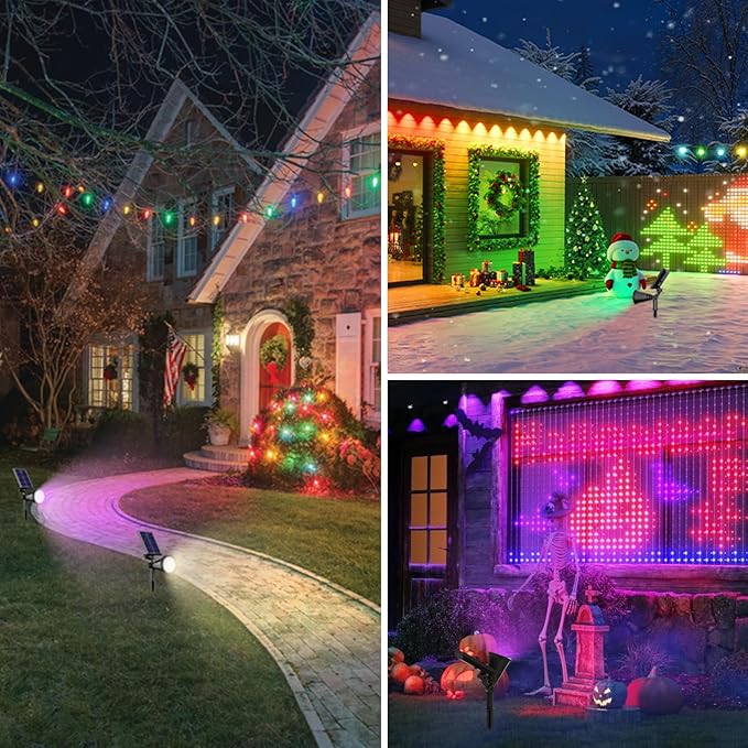 RGB Halloween Solar Spot Lights Outdoor, 36 LEDs Solar Lights Outdoor Color Changing Spot Lights for Halloween | Lumora