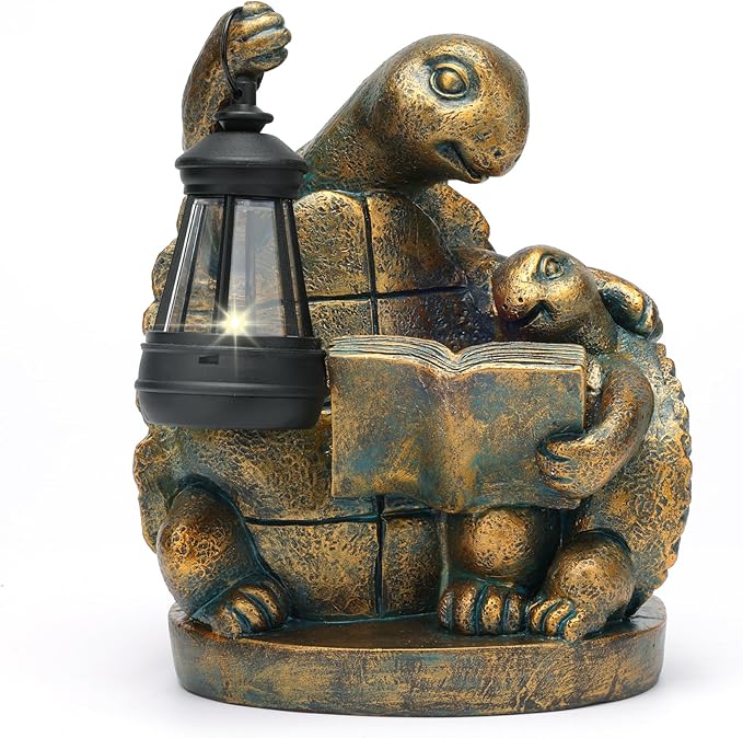 Turtle Solar Powered Outdoor Garden Statue, Resin Statue with Solar Light Lantern, Decorative Lawn, Yard Outdoor Turtle Decoration. Unique Home Decoration, Gifts for Women,Mom on Mother's Day