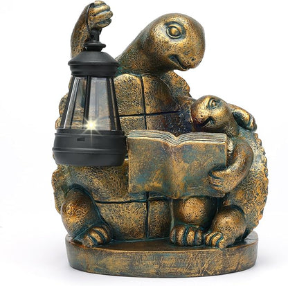 Turtle Solar Powered Outdoor Garden Statue, Resin Statue with Solar Light Lantern, Decorative Lawn, Yard Outdoor Turtle Decoration. Unique Home Decoration, Gifts for Women,Mom on Mother's Day