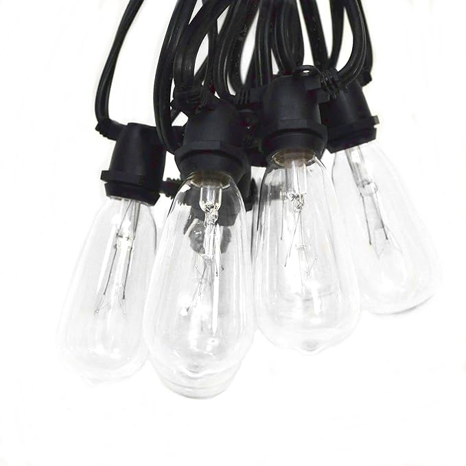 Hometown Evolution, Inc. Commercial Grade Vintage Edison Outdoor String Lights (ST40 Clear - Commercial Black Wire | Lumora