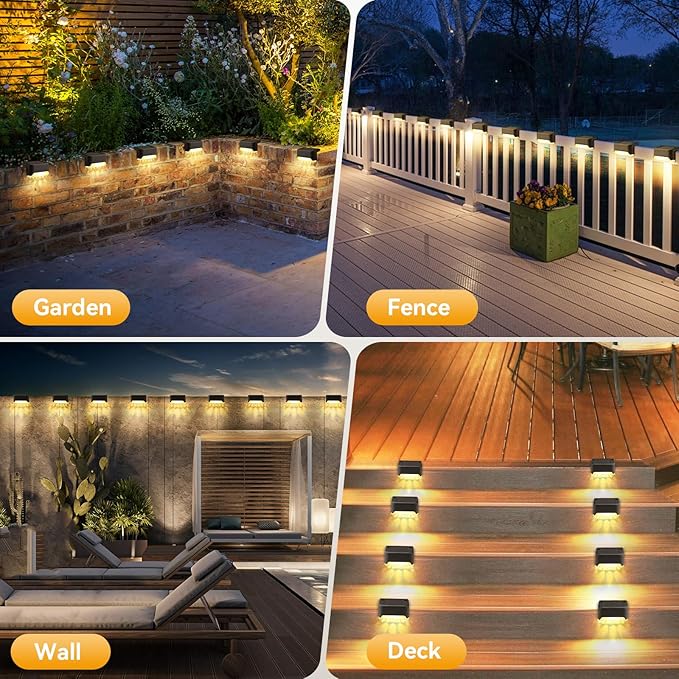 24 Pack LED Outdoor Solar Deck Lights - WaterproofSolar Fence Lights， for Stairs, Fences, Railings Patio Decor & Garden Paths Warm White Outdoor Lights(Warm White)