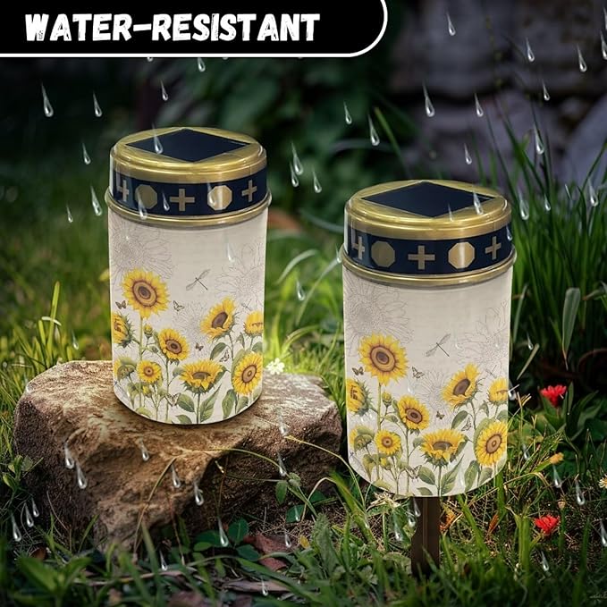 Solar Lights for Outside Garden Pathway Lights,Sunflower Outdoor Waterproof Lights for Yard Decor Solar Powered Landscape Lighting for Walkways Driveway Sidewalk Patio Lawn