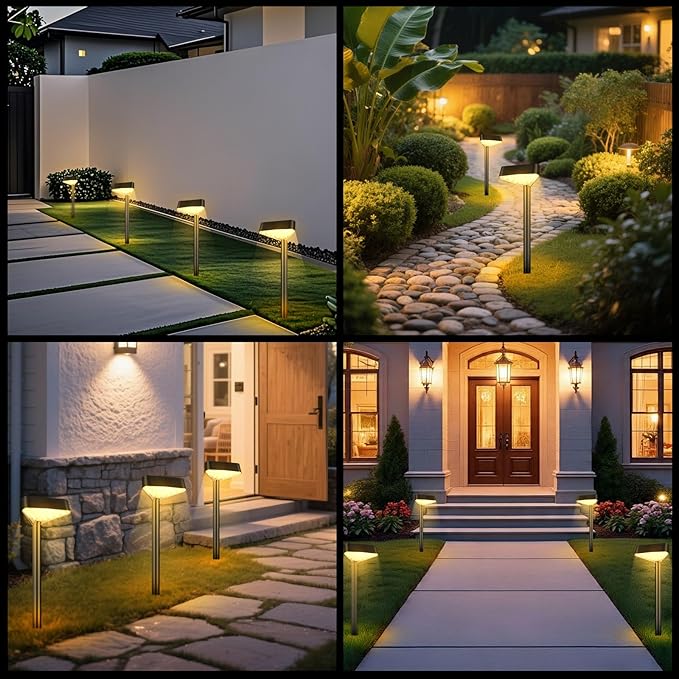 Solar Pathway Lights Outdoor, Bright LED Solar Landscape Lights, Waterproof Solar Garden Lights for Yard, Patio, Walkway, Lawn, Driveway(Warm White, 8 Pack)