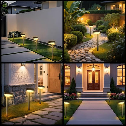 Solar Pathway Lights Outdoor, Bright LED Solar Landscape Lights, Waterproof Solar Garden Lights for Yard, Patio, Walkway, Lawn, Driveway(Warm White, 8 Pack)