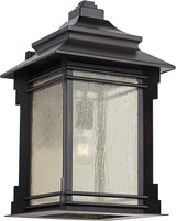 Franklin Iron Works Hickory Point Farmhouse Rustic Mission Outdoor Wall Light Fixture Bronze Lantern 19" Frosted | Lumora