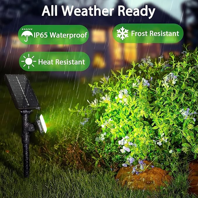 JSOT Solar Lights Outdoor Waterproof - 6 Pack Spot Lights Solar Spotlights Outdoor Waterproof Garden Light for Outside Yard Landscape Lighting Pathway Auto On/Off (Cool Light)