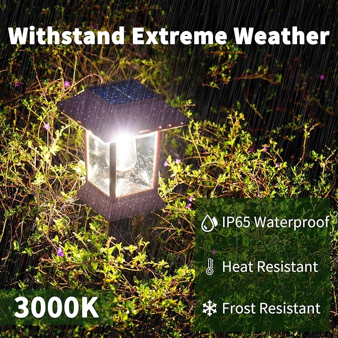 6Pack Solar Pathway Lights Outdoor Waterproof IP65, Brown Solar Lights Outdoor with Hook Upgraded 1000mAH Battery | Lumora