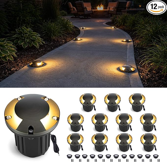 Gardenreet Solid Brass Well Light - 12V All Weather Low Voltage In-Ground LED Landscape Lighting, Replaceable Bulb | Lumora