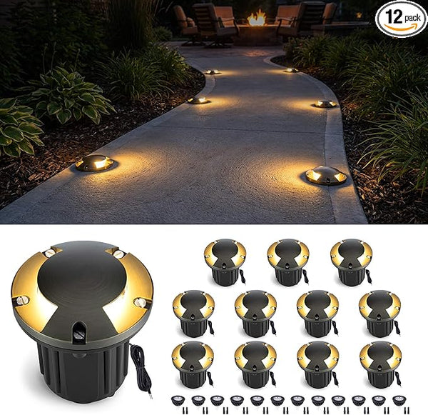 Gardenreet Solid Brass Well Light - 12V All Weather Low Voltage In-Ground LED Landscape Lighting, Replaceable Bulb | Lumora