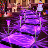 DenicMic Solar Lights Outdoor 10 Pack Waterproof Purple LED Stainless Steel Stake Outside Lights for Yard Pathway | Lumora
