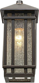 Kathy Ireland Sierra Craftsman Art Deco Outdoor Wall Light Fixture Rubbed Bronze Metal 10 1/2" Frosted Seeded Glass | Lumora