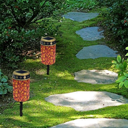 ZOUTAIRONG Red Maple Leaves Solar Light for Cemetery Grave 2 Pack Solar Garden Lights Pathway Lights Solar Powered Solar Pathway Lights Outdoor Cemetery Solar Lights for Grave Solar Lights