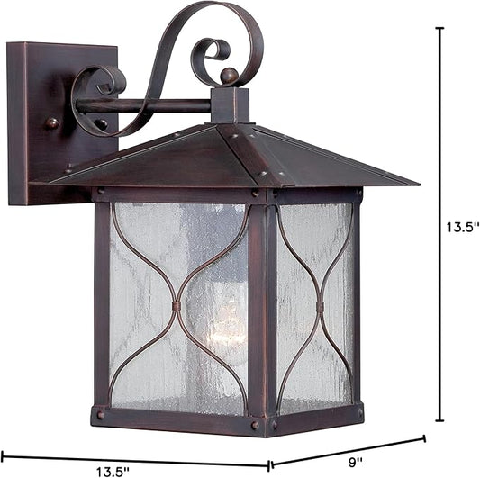 Nuvo Lighting 60/5612 Vega Medium One Light Wall Lantern 100-watt A19 Outdoor Porch and Patio Lighting with Clear Seeded Glass, Classic Bronze