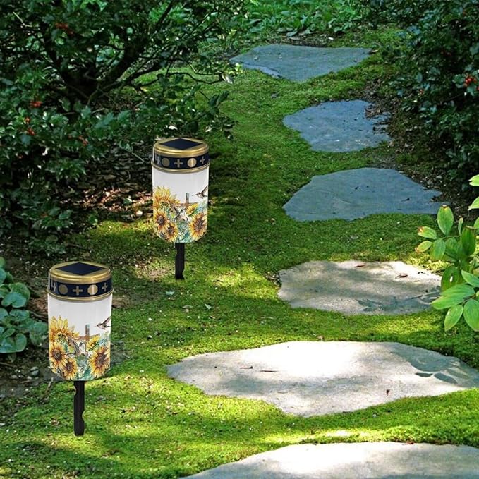 HUGS IDEA Sunflower Cross Solar Grave Lights Hummingbird Grave Lanterns Waterproof Grave Yard Decorations Outdoor | Lumora