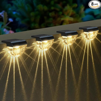 8 Pack Solar Deck Lights Outdoor, Solar Step Lights Waterproof for Outside, Yard, Patio, Garden, Pool, Railing, Stairs, Fence (Warm White)
