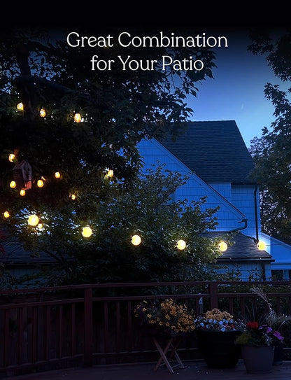 Brightech Orb Outdoor Indoor String Lights - Frosted Lantern LED String with 10 Weatherproof Globe Lights - Plug in Commercial Grade Light Strand for Patio, Porch, Garden, Café - 30 Ft, Black