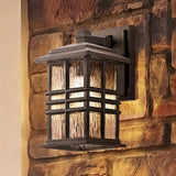 Kichler Beacon Square 1-Light Outdoor Wall Light in Olde Bronze, Clear Hammered Glass Shade, (6.5" W x 12" H x 7.5" | Lumora