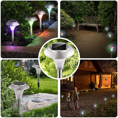 KOCASO Solar Lights Outdoor Decorative, 4Pack Solar Garden Lights Stakes, Flower Bed Decorations Mosaic, Decor for Path, IP44 Waterproof for Yard Driveway Walkway