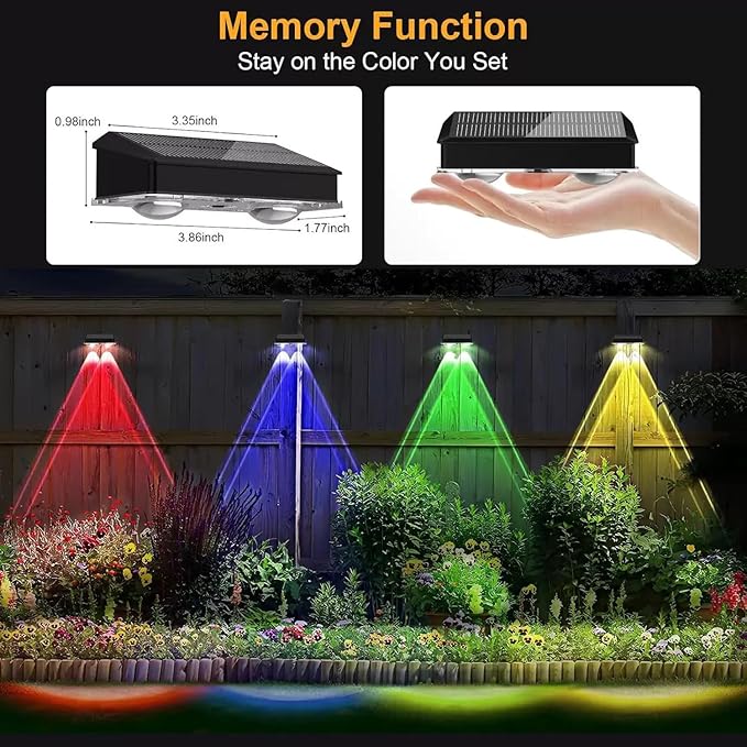 Solar Fence Lights Outdoor,Solar Wall Lights 8 Fixed Colors ＆ RGB Color Changing Modern Solar Powered Deck Light | Lumora