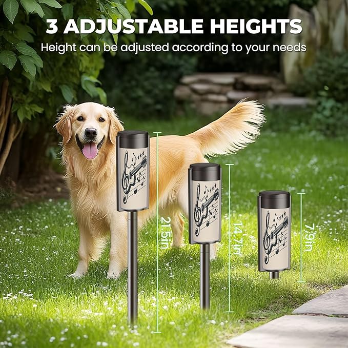 4 Pack Solar Pathway Lights Outdoor Waterproof Guitar Notes Musical Design Solar Garden Lights LED Landscape Lighting for Yard Walkway Lawn Garden Decor