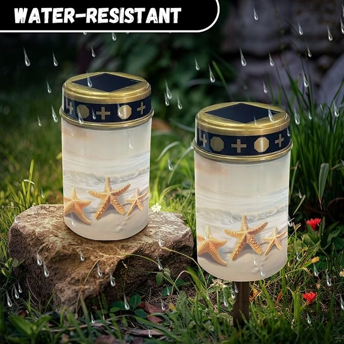 ZOUTAIRONG Solar Light for Cemetery Grave Starfish Pattern Durable Garden Lights Solar Powered Pathway Lights | Lumora