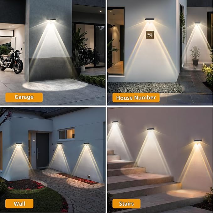 Solar Fence Lights Outdoor, 2-Pack 120LM Fence Lights Solar Powered, IP67 Waterproof Dusk to Dawn Auto On/Off 12+ Hours for Outside/Backyard/Wall/Step/Patio/Deck/Pool (3000K/4000K/6000K White)
