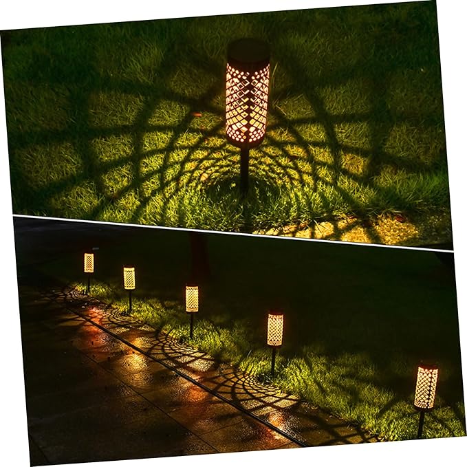 YARNOW Solar Garden Landscape Lamp Creative Iron Chrysanthemum Design Lightweight Led Solar Pathway Light for Outdoor Decoration Automatic Charging Night Illumination Orange