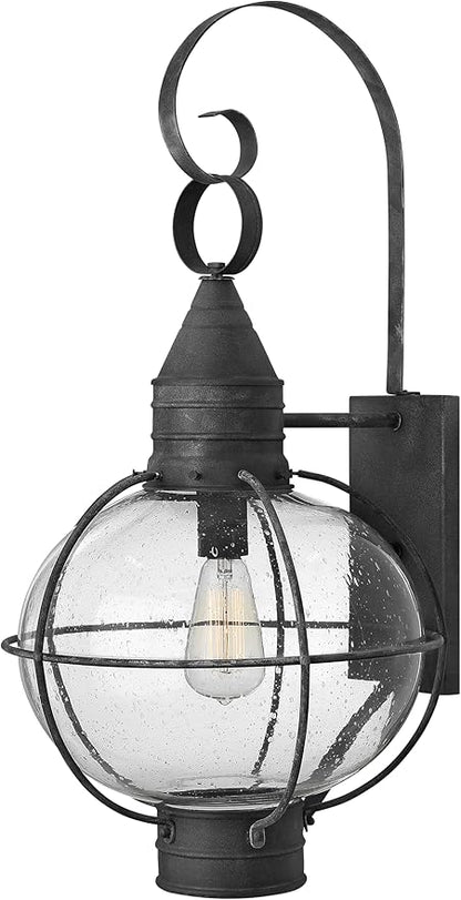 Hinkley Cape Cod 2205DZ Large Outdoor Wall Mount Onion Lantern - Clear Seedy Glass, Wet Rated - Aged Zinc