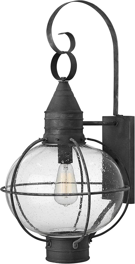Hinkley Cape Cod 2205DZ Large Outdoor Wall Mount Onion Lantern - Clear Seedy Glass, Wet Rated - Aged Zinc