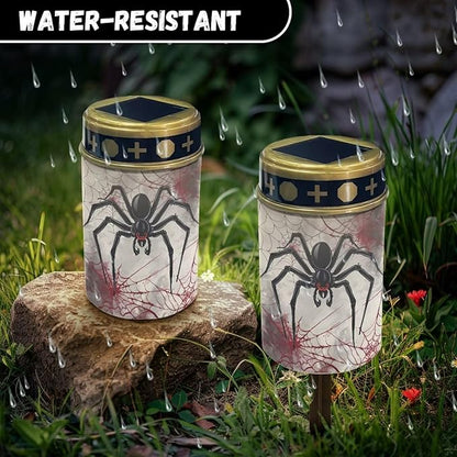 Outdoor Solar Garden Lights,Spiders Waterproof Solar Outdoor Lights,Solar Stake Lights for Cemetery Grave Garden Patio Yard Lawn Decoration