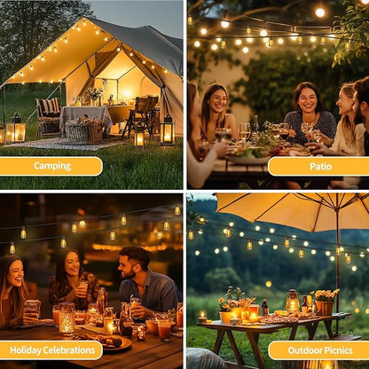 50ft Solar String Lights with Remote, 25+1 Bulbs Solar Patio Lights Outdoor Waterproof, Solar Powered Dimmable Deck Lights for Garden Porch Party