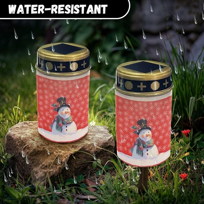 Merry Christmas Snowman Solar Garden Light Solar Powered Lights Outdoor Solar Garden Light Outside Solar Lights for Yard Waterproof Landscape Path Light