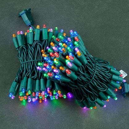 YULETIME Multicolor Wide Angle LED Christmas Lights 200 Count 50 ft, Pack of 2 Strands 25 ft 100 Lights UL Certified Commercial Grade String Light Set (Multicolor)