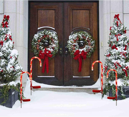 Candy Cane Solar Lights Christams Ourdoor Decoration Clearance - 4 Pack Outdoor Candy Cane Stakes with Built-in LED Lights for Pathway Walkway Christmas Decorations, 23 inch