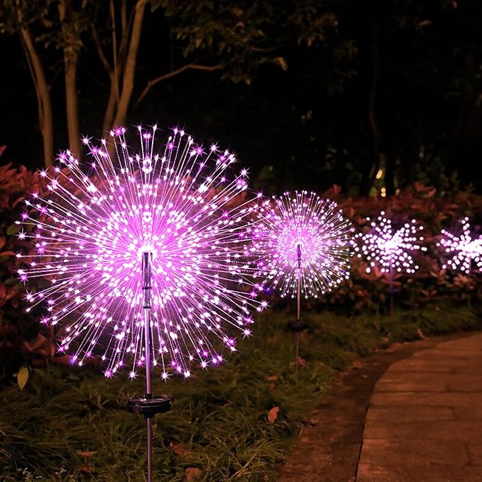 JJGoo Solar Firework Lights, 2 Pack 120 LEDs 2 Lighting Modes Solar Garden Lights Outdoor Waterproof for Yard Patio | Lumora