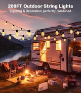 Tenmiro 200FT LED Outdoor String Lights with Remote, 74+2 Shatterproof Bulbs Dimmable Timing 3 Light Modes Outside | Lumora