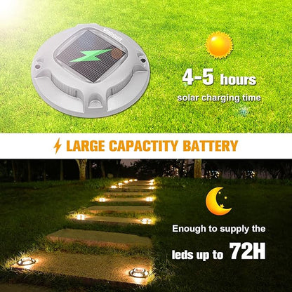 VOLISUN Solar Driveway Lights Dock Marine Lights 20 Pack,2 Colors in 1,Outdoor LED Deck Light,Solar Powered Waterproof Warning Step Light for Driveway Sidewalk Pathway (White/Warm White)