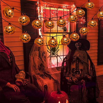 SUNSGNE Pumpkin String Lights, 8.5ft Halloween String Lights with 10 Smiling Jack-O-Lantern Pumpkin Light for Indoor Outdoor Party Decorations