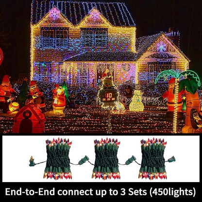 LAMPHOME Easter Decorations Mini String Lights, 150 Count 31.9Ft Easter Mini Lights, Waterproof String Light Plug in Multi Christmas Lights for Indoor Garland Party Christmas Tree, Pink + Multicolor