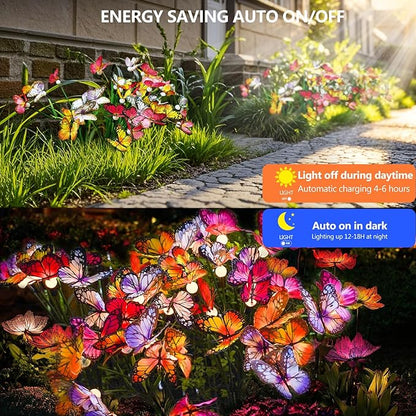 Flumy Solar Butterfly Flower Lights - LED Garden Stake, Waterproof Solar Light for Outdoor Butterflies Decorations, Perfect for Gardens, Birthday Parties, and Gifts for Women