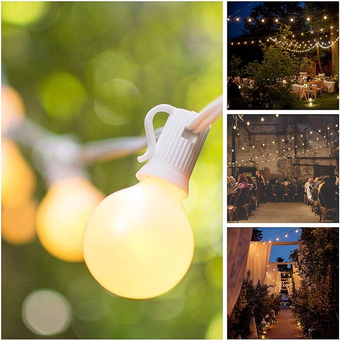 Hometown Evolution, Inc. White Pearl Outdoor Patio Globe String Lights (25 Foot 25 Socket, G40 White Pearl 1.6 Inch | Lumora