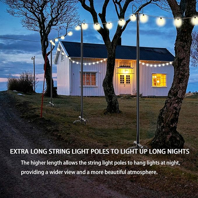 2Pack 8.6FT String Light Poles for Outside Adjustable Light Poles for Outside String Lights for Outside String | Lumora