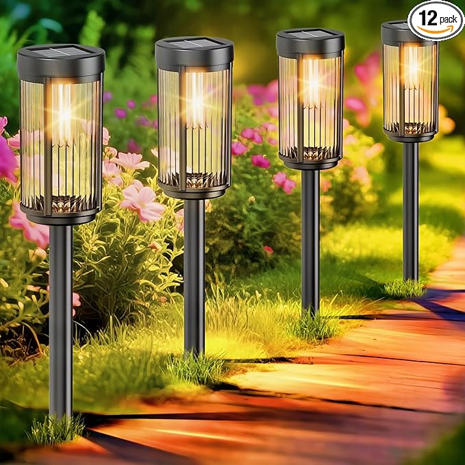 EXCMARK 12 Pack Outdoor Solar Lights Waterproof for Yard Garden Walkway Pathway Lawn Decorative Contemporary | Lumora