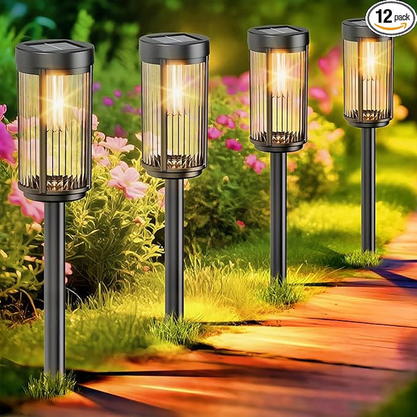 EXCMARK 12 Pack Outdoor Solar Lights Waterproof for Yard Garden Walkway Pathway Lawn Decorative Contemporary | Lumora