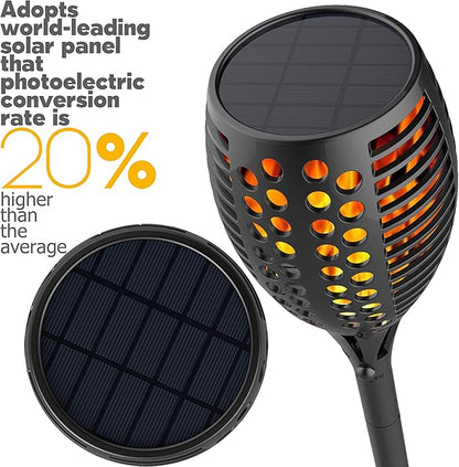 Solar Lights, Waterproof Flickering Flames Torches Lights Outdoor Landscape Decoration Lighting Dusk to Dawn Auto On/Off Security Torch Light for Garden Patio Deck Yard Driveway, 2 Pack